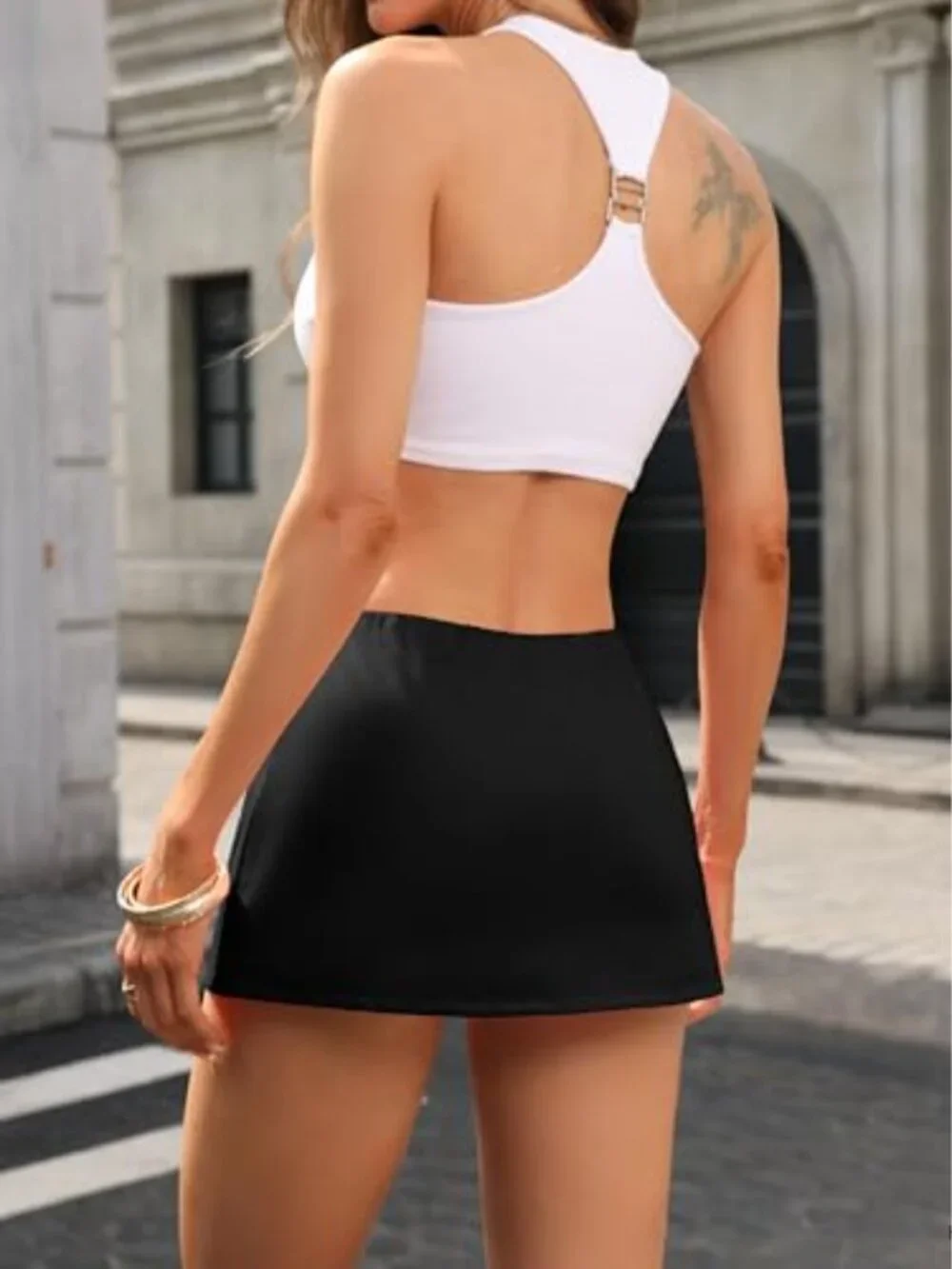 ELLEVEN Women's Athletic Skort with Built-in Shorts High-Waist Tennis Golf Skirt